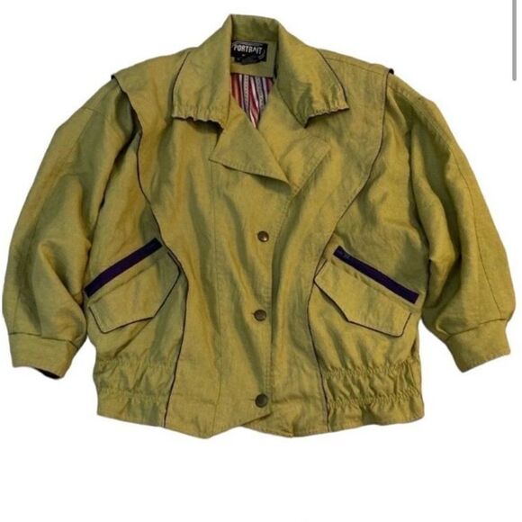 Portrait Women's Button Down Jacket Blazer Button Down V Neck Green Size Medium - Picture 1 of 7